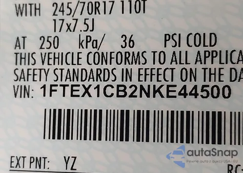 2022 Ford F-150 Xlt from USA, damaged, VIN 1FTEX1CB2NKE44500